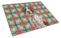 Roan German Wirehaired Pointer Christmas PoinsettIas Cutting Board Tempered Glass Kitchen Cutting Surface, Heat Resistant Chopping, Non-Slip Feet, Food Prep & Serving