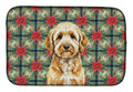 Goldendoodle Christmas PoinsettIas Dish Drying Mat Absorbent Dish Drying Mat Pad for Kitchen Counter Dish Drainer Mat for Countertop, 14 x 21", Multicolor