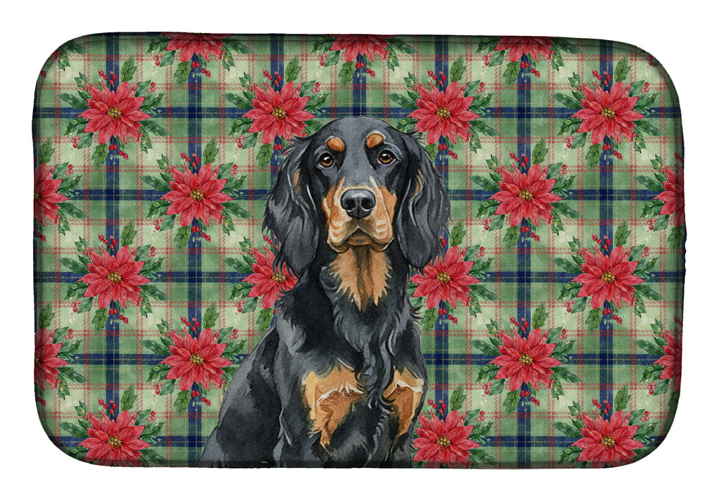 Gordon Setter Christmas PoinsettIas Dish Drying Mat Absorbent Dish Drying Mat Pad for Kitchen Counter Dish Drainer Mat for Countertop, 14 x 21", Multicolor