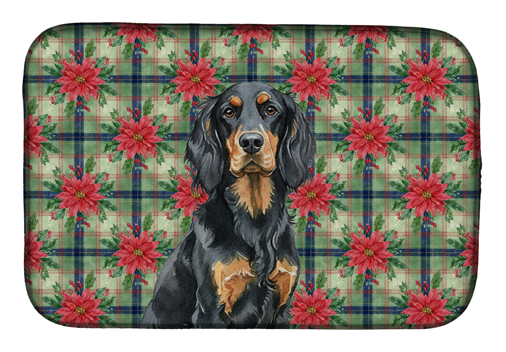 Gordon Setter Christmas PoinsettIas Dish Drying Mat Absorbent Dish Drying Mat Pad for Kitchen Counter Dish Drainer Mat for Countertop, 14 x 21", Multicolor