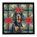 Gordon Setter Christmas PoinsettIas Framed Metal Print Bathroom, Kitchen, Office, Home Decor Wall Art Ready to Hang, Square, 8X8