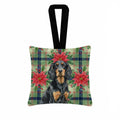 Gordon Setter Christmas PoinsettIas Hanging Square Fabric Ornament 3.5 � 3.5 Decorative Door-Knob & Tree Hanger, Soft Fabric