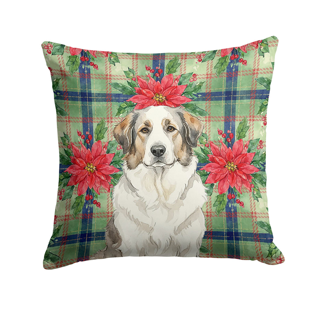 Badger Great Pyrenees Christmas PoinsettIas Decorative Throw Pillow 18x18 Indoor Outdoor Accent Cushion, Fabric Cover with Insert for Sofa, Bed, Porch & Living Room