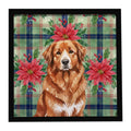 Reddish Brown Great Pyrenees Christmas PoinsettIas Framed Metal Print Bathroom, Kitchen, Office, Home Decor Wall Art Ready to Hang, Square, 8X8