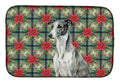 Black and White Greyhound Christmas PoinsettIas Dish Drying Mat Absorbent Dish Drying Mat Pad for Kitchen Counter Dish Drainer Mat for Countertop, 14 x 21", Multicolor
