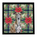 Brindle Greyhound Christmas PoinsettIas Framed Metal Print Bathroom, Kitchen, Office, Home Decor Wall Art Ready to Hang, Square, 8X8