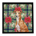 Red Greyhound Christmas PoinsettIas Framed Metal Print Bathroom, Kitchen, Office, Home Decor Wall Art Ready to Hang, Square, 8X8