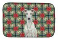 White Greyhound Christmas PoinsettIas Dish Drying Mat Absorbent Dish Drying Mat Pad for Kitchen Counter Dish Drainer Mat for Countertop, 14 x 21", Multicolor