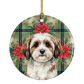 Parti-color Havanese Christmas PoinsettIas Ceramic Ornament Christmas Tree Hanging Decorations for Home Christmas Holiday, Party, Gift, 3 in, Multicolor