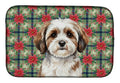 Parti-color Havanese Christmas PoinsettIas Dish Drying Mat Absorbent Dish Drying Mat Pad for Kitchen Counter Dish Drainer Mat for Countertop, 14 x 21", Multicolor
