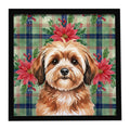 Sable Havanese Christmas PoinsettIas Framed Metal Print Bathroom, Kitchen, Office, Home Decor Wall Art Ready to Hang, Square, 8X8