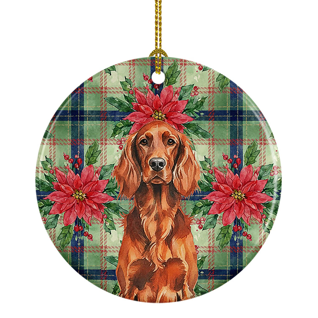 Irish Setter Christmas PoinsettIas Ceramic Ornament Christmas Tree Hanging Decorations for Home Christmas Holiday, Party, Gift, 3 in, Multicolor