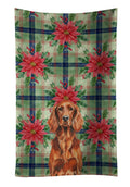 Irish Setter Christmas PoinsettIas Kitchen Towel Velour Plush Front and Cotton Loop Back Machine Washable