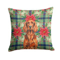 Irish Setter Christmas PoinsettIas Decorative Throw Pillow 18x18 Indoor Outdoor Accent Cushion, Fabric Cover with Insert for Sofa, Bed, Porch & Living Room