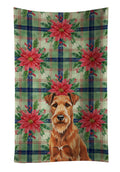 Irish Terrier Christmas PoinsettIas Kitchen Towel Velour Plush Front and Cotton Loop Back Machine Washable