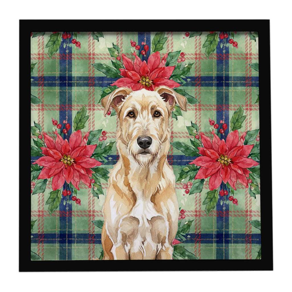 Wheaten Irish Wolfhound Christmas PoinsettIas Framed Metal Print Bathroom, Kitchen, Office, Home Decor Wall Art Ready to Hang, Square, 8X8