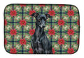 Black Italian Greyhound Christmas PoinsettIas Dish Drying Mat Absorbent Dish Drying Mat Pad for Kitchen Counter Dish Drainer Mat for Countertop, 14 x 21", Multicolor