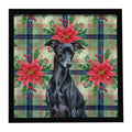 Black Italian Greyhound Christmas PoinsettIas Framed Metal Print Bathroom, Kitchen, Office, Home Decor Wall Art Ready to Hang, Square, 8X8