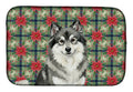 Keeshond Christmas PoinsettIas Dish Drying Mat Absorbent Dish Drying Mat Pad for Kitchen Counter Dish Drainer Mat for Countertop, 14 x 21", Multicolor