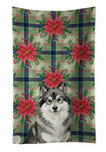 Keeshond Christmas PoinsettIas Kitchen Towel Velour Plush Front and Cotton Loop Back Machine Washable