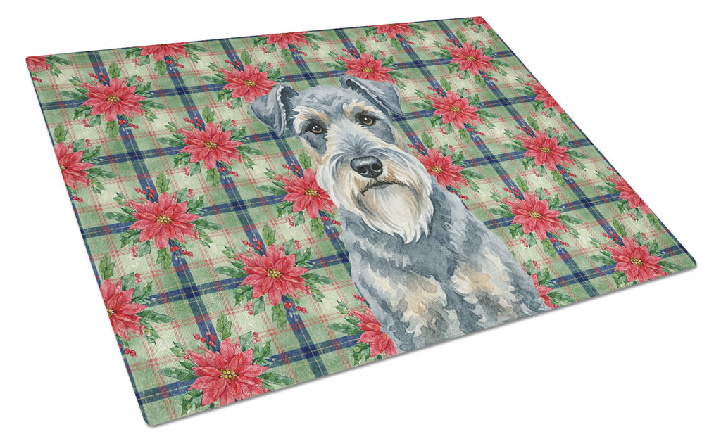Kerry Blue Terrier Christmas PoinsettIas Cutting Board Tempered Glass Kitchen Cutting Surface, Heat Resistant Chopping, Non-Slip Feet, Food Prep & Serving