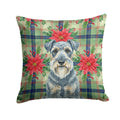 Kerry Blue Terrier Christmas PoinsettIas Decorative Throw Pillow 18x18 Indoor Outdoor Accent Cushion, Fabric Cover with Insert for Sofa, Bed, Porch & Living Room