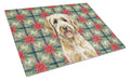 Labradoodle Christmas PoinsettIas Cutting Board Tempered Glass Kitchen Cutting Surface, Heat Resistant Chopping, Non-Slip Feet, Food Prep & Serving
