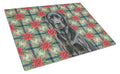 Black Labrador Retriever Christmas PoinsettIas Cutting Board Tempered Glass Kitchen Cutting Surface, Heat Resistant Chopping, Non-Slip Feet, Food Prep & Serving