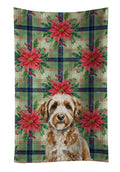 Lagotto Romagnolo Christmas PoinsettIas Kitchen Towel Velour Plush Front and Cotton Loop Back Machine Washable