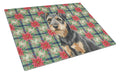 Black and Tan Lakeland Terrier Christmas PoinsettIas Cutting Board Tempered Glass Kitchen Cutting Surface, Heat Resistant Chopping, Non-Slip Feet, Food Prep & Serving