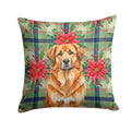 Red Leonberger Christmas PoinsettIas Decorative Throw Pillow 14x14 Indoor Outdoor Accent Cushion, Fabric Cover with Insert for Sofa, Bed, Porch & Living Room