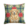 Sandy Leonberger Christmas PoinsettIas Decorative Throw Pillow 14x14 Indoor Outdoor Accent Cushion, Fabric Cover with Insert for Sofa, Bed, Porch & Living Room