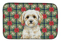 Maltipoo Christmas PoinsettIas Dish Drying Mat Absorbent Dish Drying Mat Pad for Kitchen Counter Dish Drainer Mat for Countertop, 14 x 21", Multicolor
