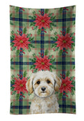 Maltipoo Christmas PoinsettIas Kitchen Towel Velour Plush Front and Cotton Loop Back Machine Washable