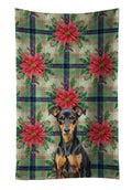 Manchester Terrier Christmas PoinsettIas Kitchen Towel Velour Plush Front and Cotton Loop Back Machine Washable