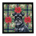 Black Miniature Schnauzer Christmas PoinsettIas Framed Metal Print Bathroom, Kitchen, Office, Home Decor Wall Art Ready to Hang, Square, 8X8