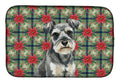 Miniature Schnauzer Christmas PoinsettIas Dish Drying Mat Absorbent Dish Drying Mat Pad for Kitchen Counter Dish Drainer Mat for Countertop, 14 x 21", Multicolor