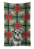 Miniature Schnauzer Christmas PoinsettIas Kitchen Towel Velour Plush Front and Cotton Loop Back Machine Washable