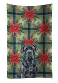 Black Neapolitan Mastiff Christmas PoinsettIas Kitchen Towel Velour Plush Front and Cotton Loop Back Machine Washable