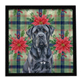 Black Neapolitan Mastiff Christmas PoinsettIas Framed Metal Print Bathroom, Kitchen, Office, Home Decor Wall Art Ready to Hang, Square, 8X8