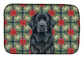 Black Newfoundland Christmas PoinsettIas Dish Drying Mat Absorbent Dish Drying Mat Pad for Kitchen Counter Dish Drainer Mat for Countertop, 14 x 21", Multicolor