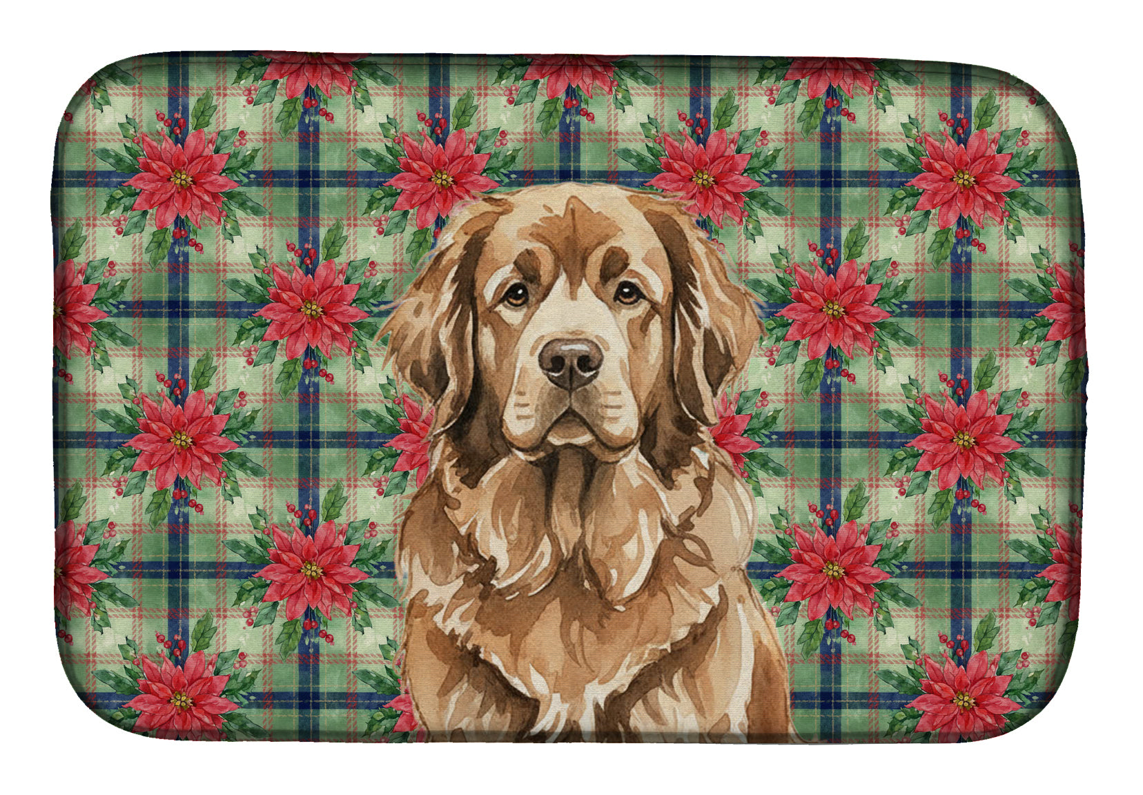 Brown Newfoundland Christmas PoinsettIas Dish Drying Mat Absorbent Dish Drying Mat Pad for Kitchen Counter Dish Drainer Mat for Countertop, 14 x 21", Multicolor