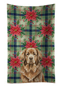 Brown Newfoundland Christmas PoinsettIas Kitchen Towel Velour Plush Front and Cotton Loop Back Machine Washable