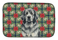 Gray Newfoundland Christmas PoinsettIas Dish Drying Mat Absorbent Dish Drying Mat Pad for Kitchen Counter Dish Drainer Mat for Countertop, 14 x 21", Multicolor