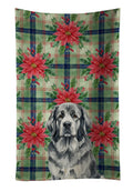 Gray Newfoundland Christmas PoinsettIas Kitchen Towel Velour Plush Front and Cotton Loop Back Machine Washable