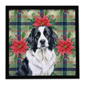 Landseer Newfoundland Christmas PoinsettIas Framed Metal Print Bathroom, Kitchen, Office, Home Decor Wall Art Ready to Hang, Square, 8X8