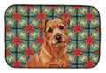 Red Norfolk Terrier Christmas PoinsettIas Dish Drying Mat Absorbent Dish Drying Mat Pad for Kitchen Counter Dish Drainer Mat for Countertop, 14 x 21", Multicolor