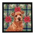 Red Norfolk Terrier Christmas PoinsettIas Framed Metal Print Bathroom, Kitchen, Office, Home Decor Wall Art Ready to Hang, Square, 8X8