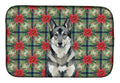 Norwegian Elkhound Christmas PoinsettIas Dish Drying Mat Absorbent Dish Drying Mat Pad for Kitchen Counter Dish Drainer Mat for Countertop, 14 x 21", Multicolor