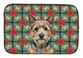 Norwich Terrier Christmas PoinsettIas Dish Drying Mat Absorbent Dish Drying Mat Pad for Kitchen Counter Dish Drainer Mat for Countertop, 14 x 21", Multicolor